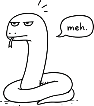 Унылая змея говорит: meh.